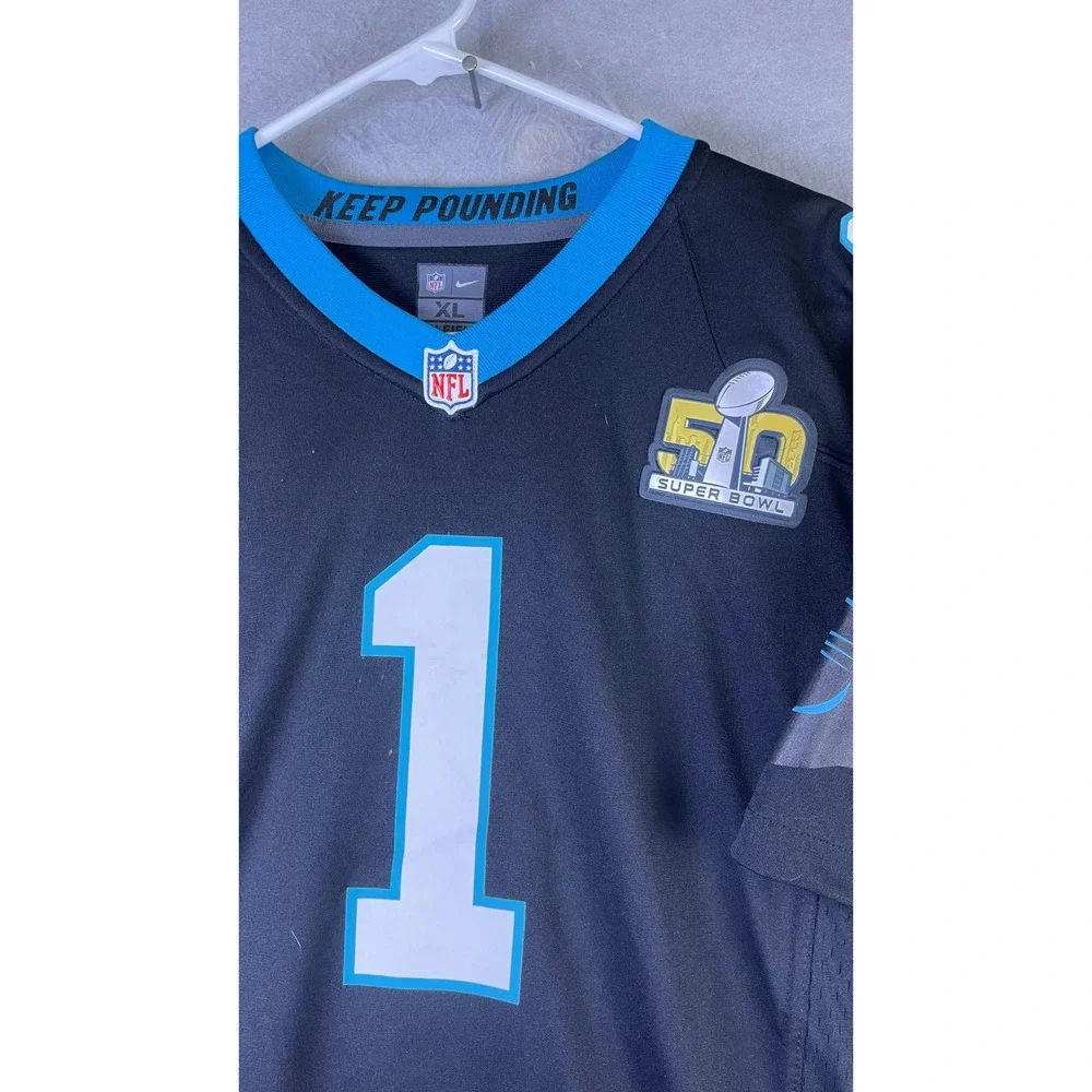 Nike Jersey Men XL Black Excellent Cam Newton Carolina Panthers Super Bowl 50